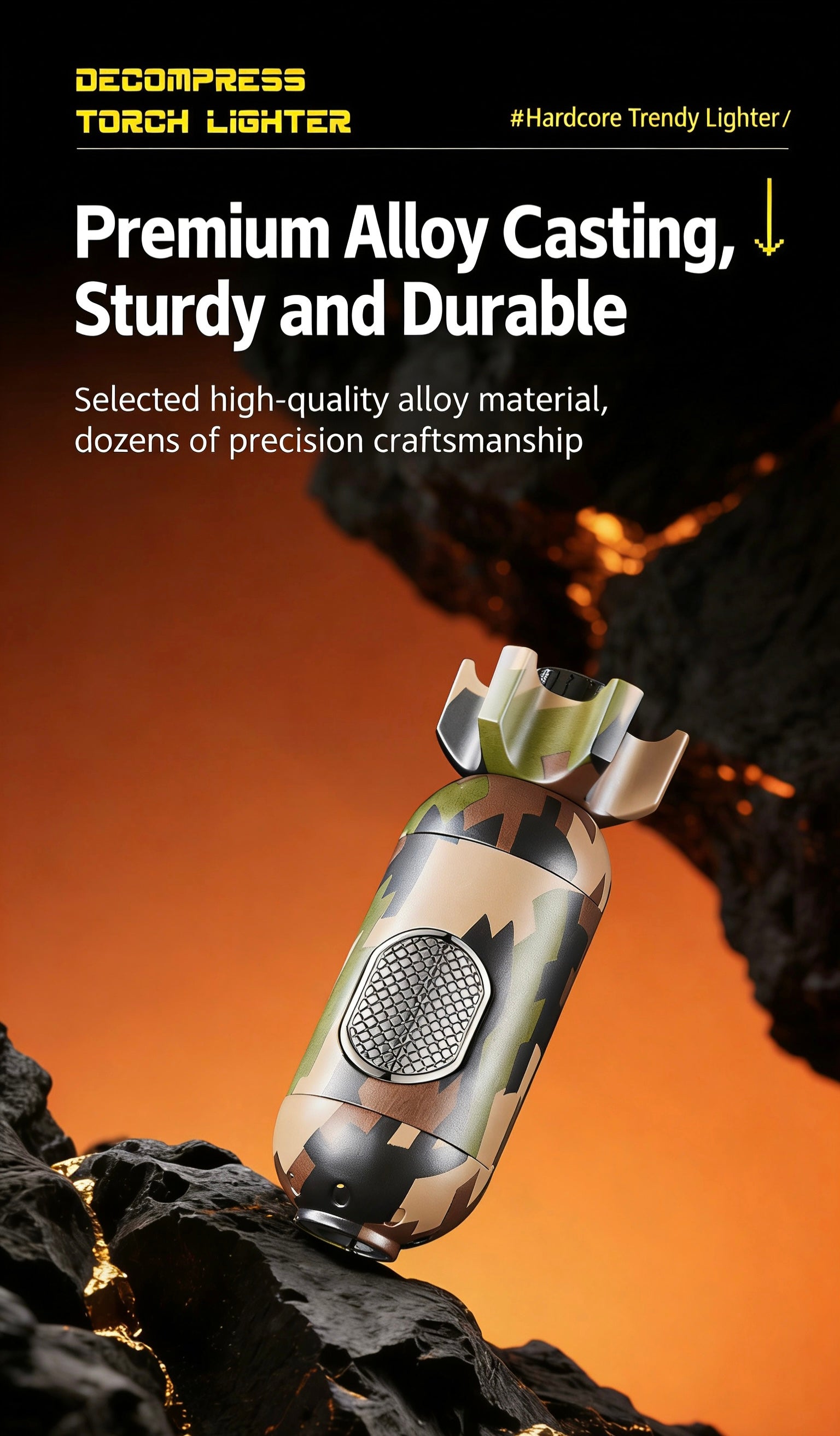 ZB-570 Rocket-Style Blue Flame Torch Lighter – Checkerboard Edition