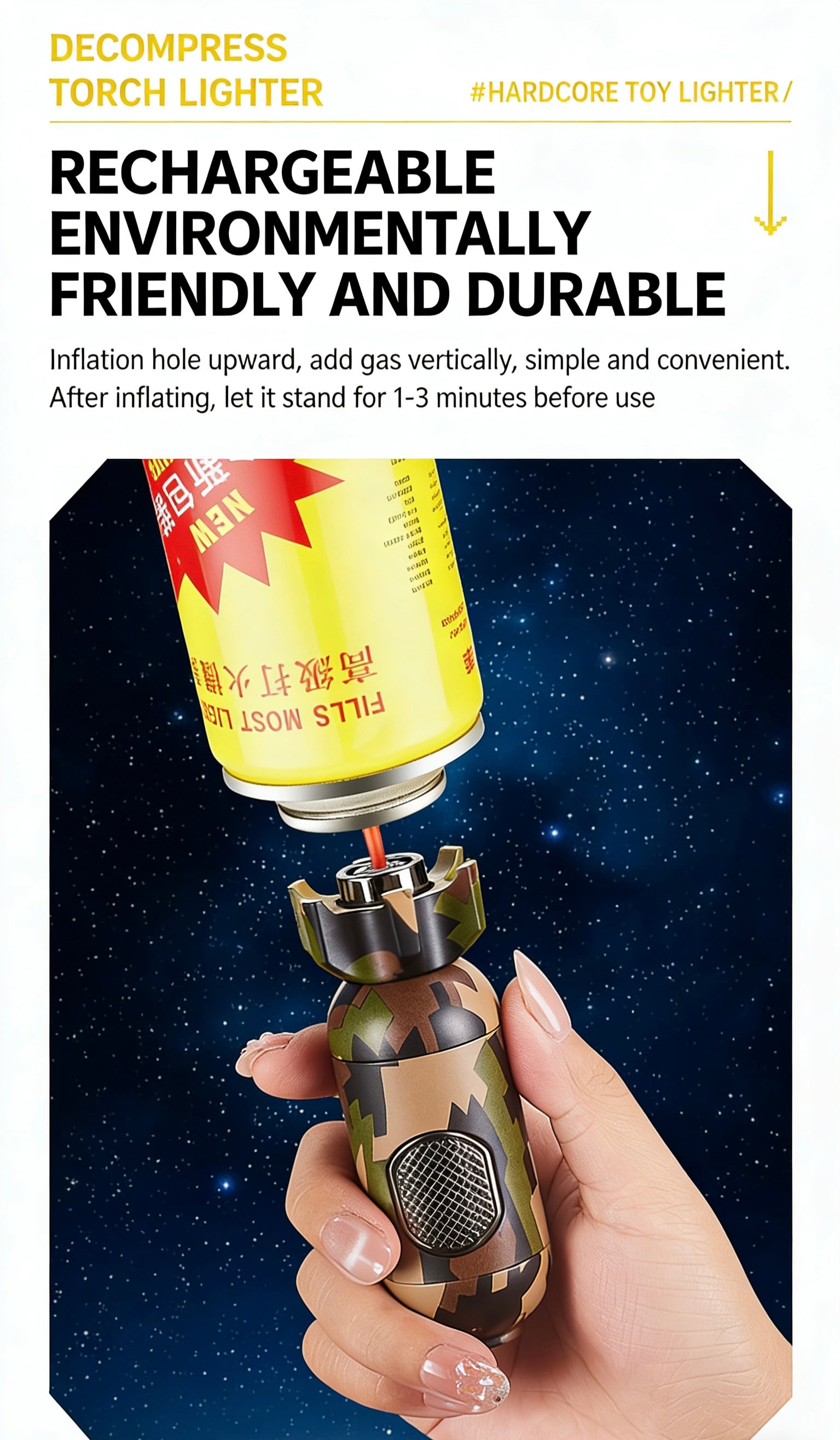 ZB-570 Rocket-Style Blue Flame Torch Lighter – Checkerboard Edition