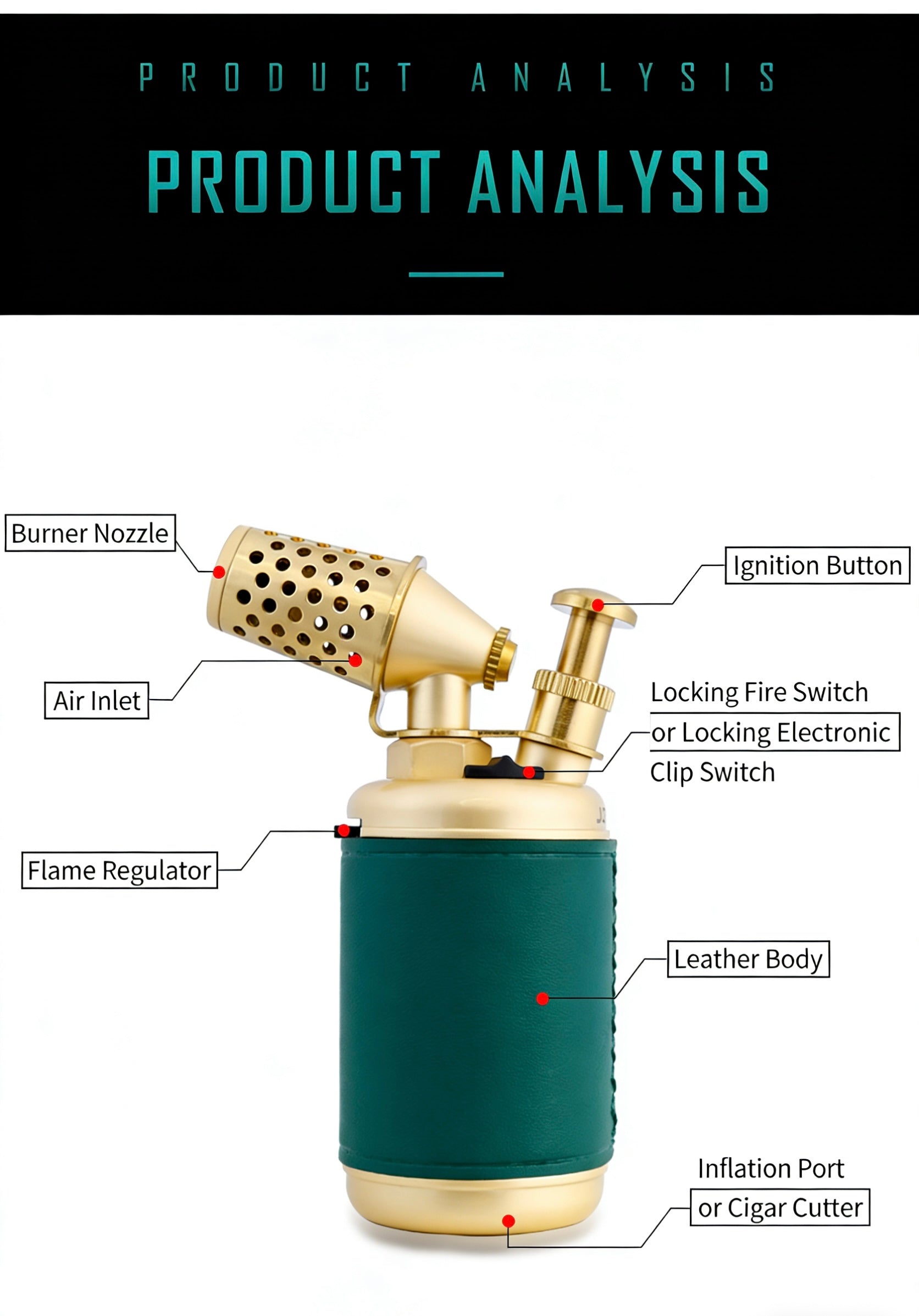 ZB-595 High-Temp Torch Lighter (Cigar/Outdoor/Moxibustion)