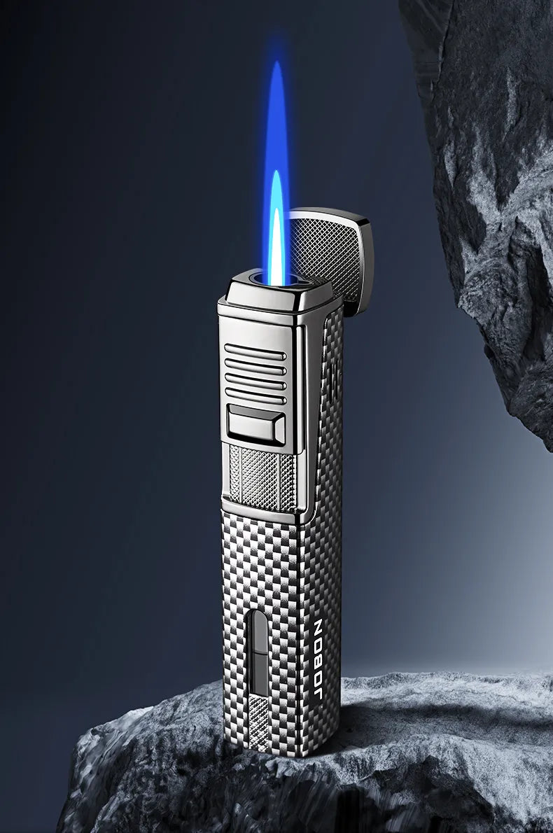 zb-188 High-end blue flame cigar lighter, windproof, metal, refillable, durable gas lighter(NO.gas)