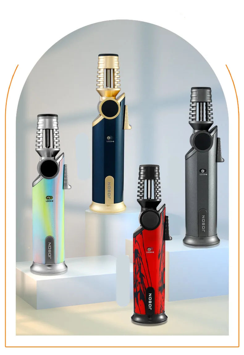 ZB-333 New type of wind-proof inflatable multi-functional rotatable barbecue torch with blue flame gun, cigar flashlight and lighter.(NO.gas)