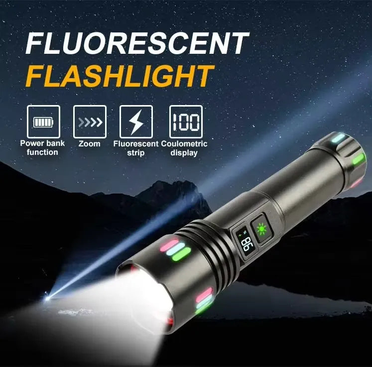 W-509Super-bright zoom flashlight with powerful zoom function, tactical white laser, rechargeable, LED flashlight, with power indicator
