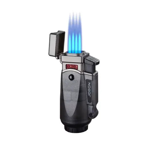 ZB-331Multifunctional metal cigar lighter with blue flame, four-direction direct spray, windproof design, transparent chamber, gift box.(NO.gas)