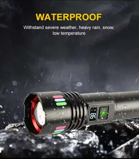 W-509Super-bright zoom flashlight with powerful zoom function, tactical white laser, rechargeable, LED flashlight, with power indicator